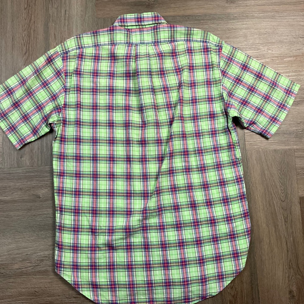 Vintage Ralph Lauren Blake Plaid Short Shirt Mens Medium Green Red Preppy Classy - Picture 3 of 7